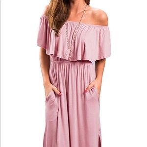 Thanth Off The Shoulder Ruffle Maxi Dress NWT